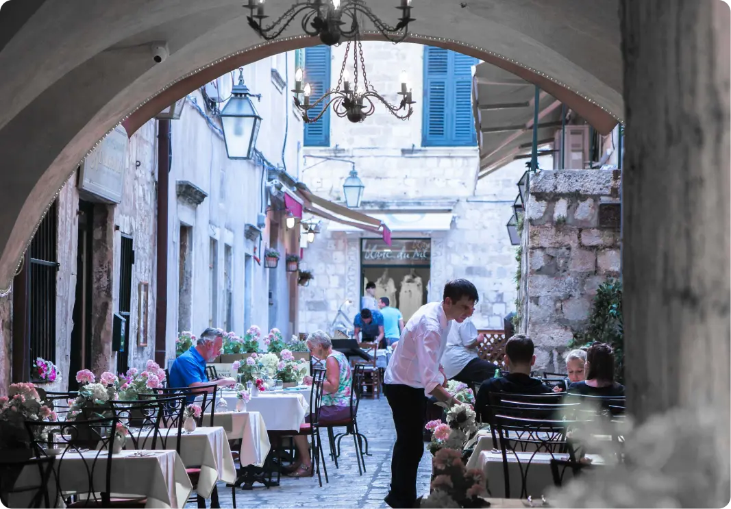 Restaurant in the walls of the old city of Dubrovnik